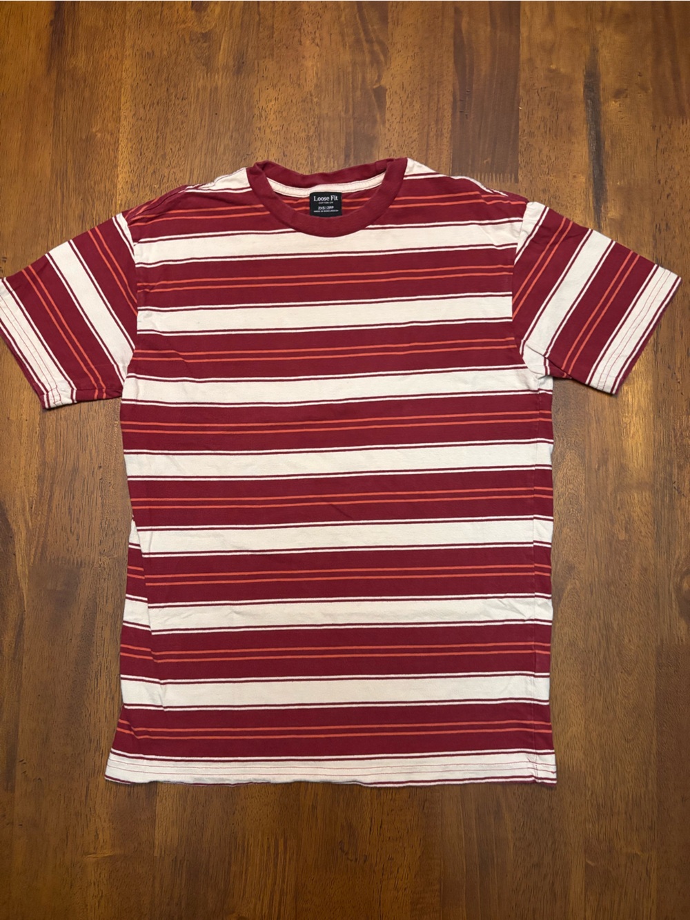 Cotton On Red and White Striped Crewneck Tee